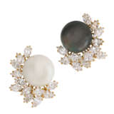 COLOURED CULTURED PEARL, CULTURED PEARL AND DIAMOND EARRINGS... - фото 1