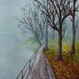 Painting “Autumn morning in a haze of fog”, Acrylic paint, Realist, Landscape painting, 2020 - photo 1