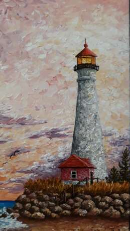 Modular picture “Lighthouse on Lake Mechigin”, Canvas, Acrylic paint, Realist, Landscape painting, 2020 - photo 1