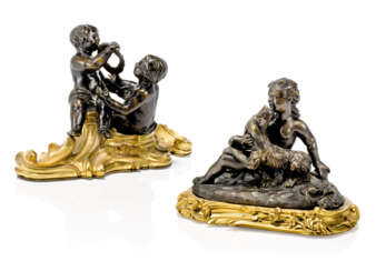 TWO LOUIS XV ORMOLU AND PATINATED-BRONZE PRESSE PAPIERS