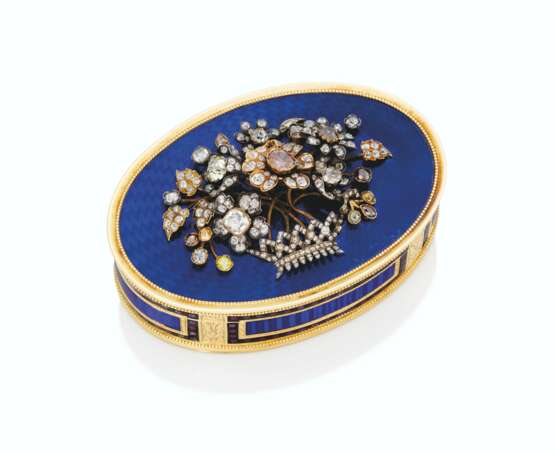 A SWISS JEWELLED ENAMELLED GOLD SNUFF-BOX - фото 1