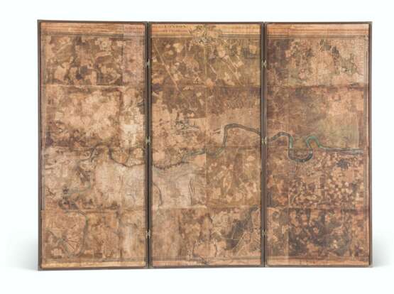 A GEORGE II PLAN OF LONDON MOUNTED ON A THREE-LEAF SCREEN - Foto 1