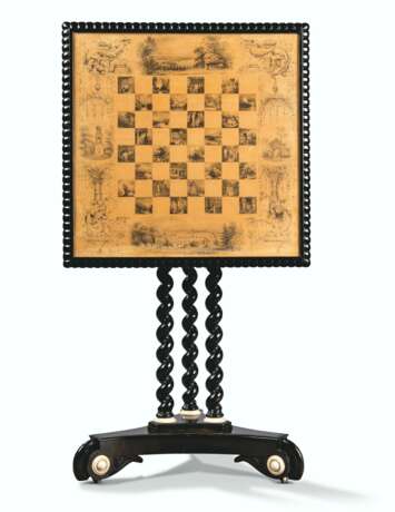 AN EARLY VICTORIAN 'ANTIQUARIAN' EBONISED AND IVORY-MOUNTED ... - фото 1
