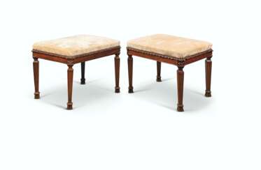 A MATCHED PAIR OF GEORGE III MAHOGANY STOOLS