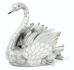 A PORTUGUESE SILVER SWAN JARDINIERE