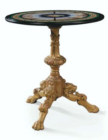 AN ITALIAN MICROMOSAIC AND GILTWOOD CENTRE TABLE - Foto 1