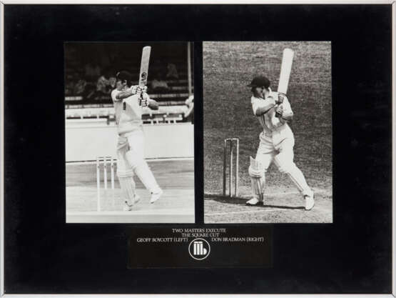 TWO FRAMED PHOTOGRAPHS OF BOYCOTT AND BRADMAN - photo 1