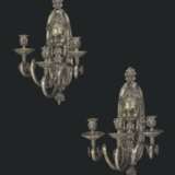 A PAIR OF FRENCH SILVERED-BRASS THREE-LIGHT WALL-APPLIQUES - photo 1