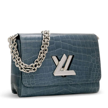 LOUIS VUITTON. A SHINY LIGHT BLUE POROSUS CROCODILE TWIST WITH SILVER HARDWARE - photo 2