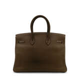 HERMÈS. AN ÉTOUPE CLÉMENCE LEATHER BIRKIN 35 WITH PALLADIUM HARDWARE - photo 3