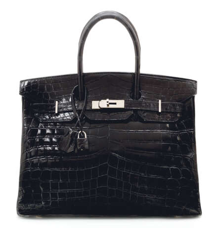 HERMÈS. A SHINY BLACK NILOTICUS CROCODILE BIRKIN 35 WITH PALLADIUM HARDWARE - Foto 3