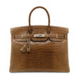 A SHINY FICELLE POROSUS CROCODILE BIRKIN 35 WITH PALLADIUM HARDWARE - Auction prices