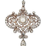 ANTIQUE NATURAL PEARL AND DIAMOND BROOCH/PENDANT - photo 1
