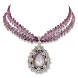 MABÉ PEARL, AMETHYST AND DIAMOND PENDANT NECKLACE - photo 1