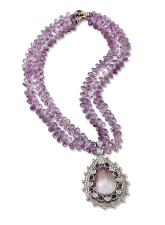 MABÉ PEARL, AMETHYST AND DIAMOND PENDANT NECKLACE - Foto 5