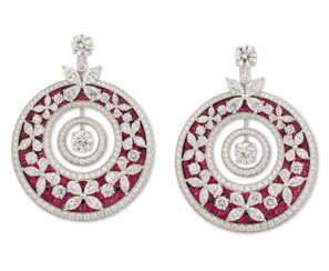 NO RESERVE - GOLD, RUBY AND DIAMOND EARRINGS, GRAFF