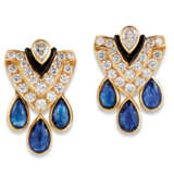 SAPPHIRE, DIAMOND AND ENAMEL NECKLACE AND EARRING SET - photo 4