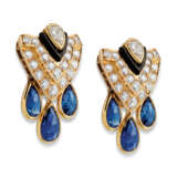 SAPPHIRE, DIAMOND AND ENAMEL NECKLACE AND EARRING SET - Foto 5