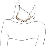 SAPPHIRE, DIAMOND AND ENAMEL NECKLACE AND EARRING SET - Foto 7