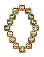 NO RESERVE - COLLECTION OF SIXTEEN LATE 19TH/EARLY 20TH CENTURY INDIAN DIAMOND AND ENAMEL NECKLACE PANELS