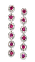 GOLD, RUBY AND DIAMOND EARRINGS