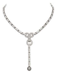 CULTURED PEARL AND DIAMOND 'AGRAFE' NECKLACE, CARTIER