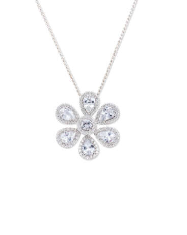 WHITE SAPPHIRE AND DIAMOND PENDANT NECKLACE - фото 1