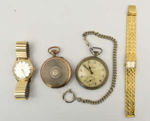KONVOLUT UHREN, Taschen-und Armbanduhren, vergoldet/versilbert, 20. Jahrhundert