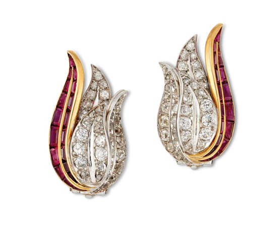 RUBY AND DIAMOND EARRINGS - фото 1