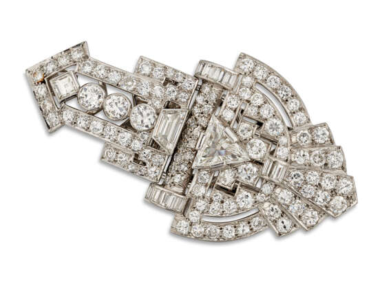 ART DECO DIAMOND DOUBLE-CLIP BROOCH - Foto 1