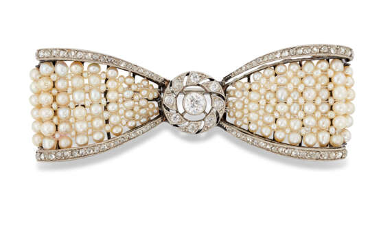 Cartier. EARLY 20TH CENTURY PEARL AND DIAMOND BROOCH, CARTIER - photo 1