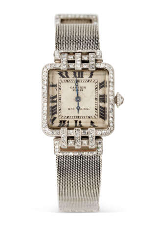 Cartier. EARLY 20TH CENTURY PLATINUM AND DIAMOND WRISTWATCH, CARTIER - фото 1
