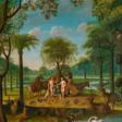 Adam und Eva im Paradiesgarten, umgeben von Tieren - Auktionsarchiv