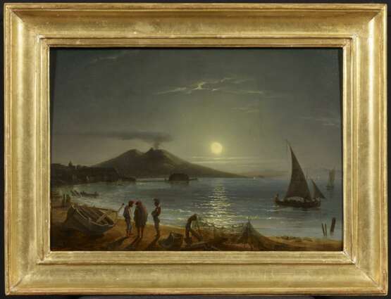 Palm, Gustaf Wilhelm. Die Bucht von Neapel mit dem Vesuv im Schein des Vollmonds - Foto 2