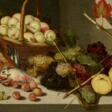 Stillleben mit einem Früchtekorb, Weintrauben und Singvögeln - Auktionsarchiv