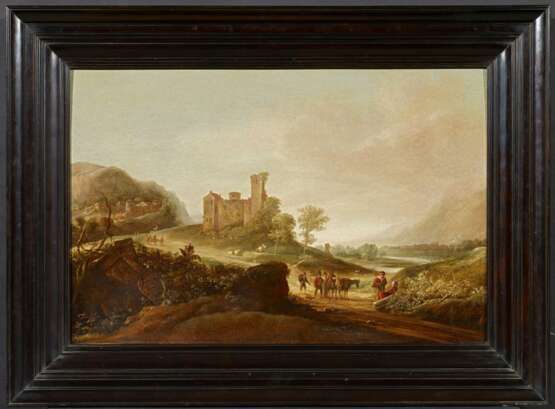 Schalcke, Cornelis Symonsz. van der. Italianisiernde Landschaft mit Reisenden vor einer alten Burganlage - Foto 2