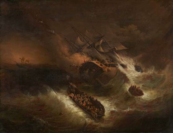Englischer Meister. Der Untergang des Ostindienfahrers Kent auf dem Weg nach Kalkutta im Golf von Biskaya am 01. März 1825 - фото 1
