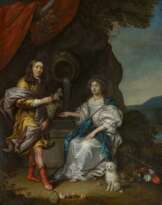 Elegantes Paar am Brunnen