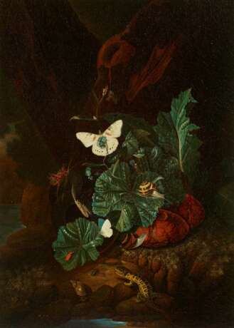 Hamilton, Carl-Wilhem de. Zwei Gemälde: Waldbodenstillleben mit Schmetterlingen und Reptilien - Foto 2