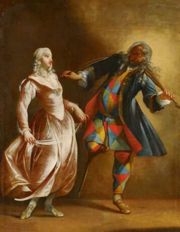Ferretti, Giovanni Domenico. Zwei Gemälde: Harlekin von seiner Geliebten vertrieben; Harlekin als Meister der Musik - Foto 2