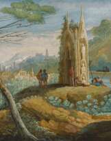 Flusslandschaft mit Stadtansicht