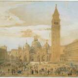 Italienischer Meister. Der Markusplatz in Venedig - Foto 1