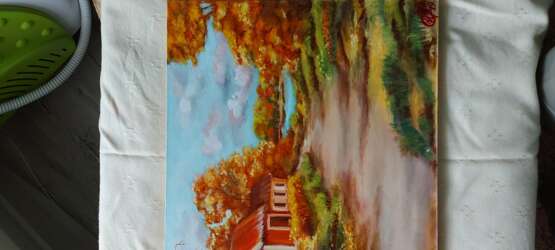 Painting “Autumn in the village”, Canvas on the subframe, Alla prima, Romanticism, Landscape painting, 2019 - photo 2