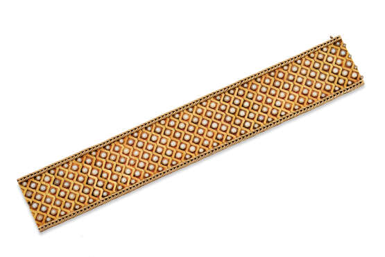 LATE 19TH CENTURY GOLD AND SEED PEARL BRACELET - фото 1