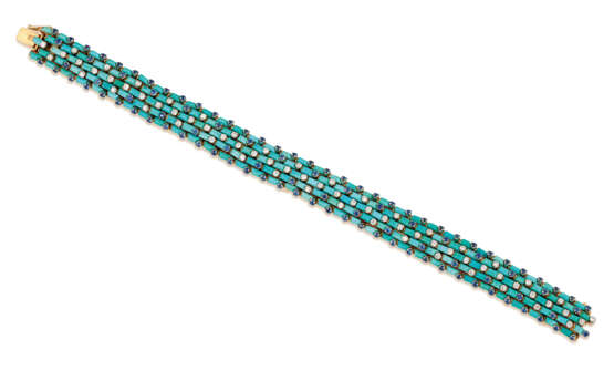 TURQUOISE, SAPPHIRE AND DIAMOND BRACELET - фото 1