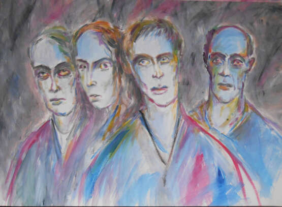 Painting “Vampire family portrait”, Cardboard, Mixed media, Impressionist, Everyday life, 2020 - photo 1