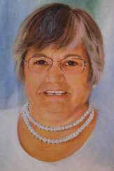 Portrait of an elderly woman, Portrait from a photo. Oil painting on canvas.