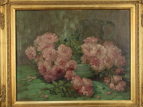 Painting “Antique painting Garden roses and a jug”, Porcelain, See description, 1869-1952 - photo 7