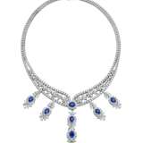 SAPPHIRE AND DIAMOND NECKLACE, BRACELET, EARRING AND RING SUITE, MARCONI - Foto 3
