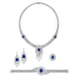 SAPPHIRE AND DIAMOND NECKLACE, BRACELET, EARRING AND RING SUITE WITH GÜBELIN REPORTS, MARCONI - фото 1